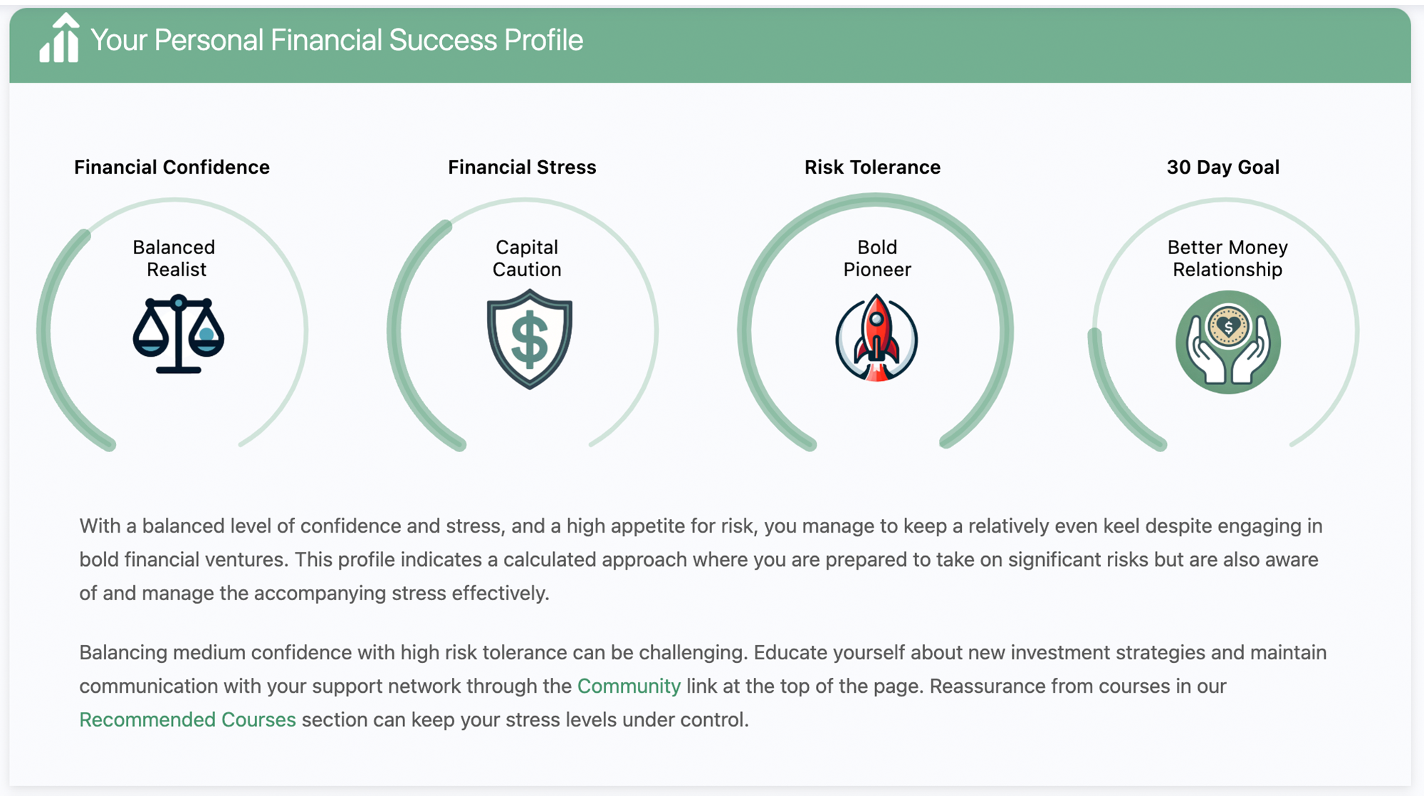 Financial Dashboard Wellness Profile