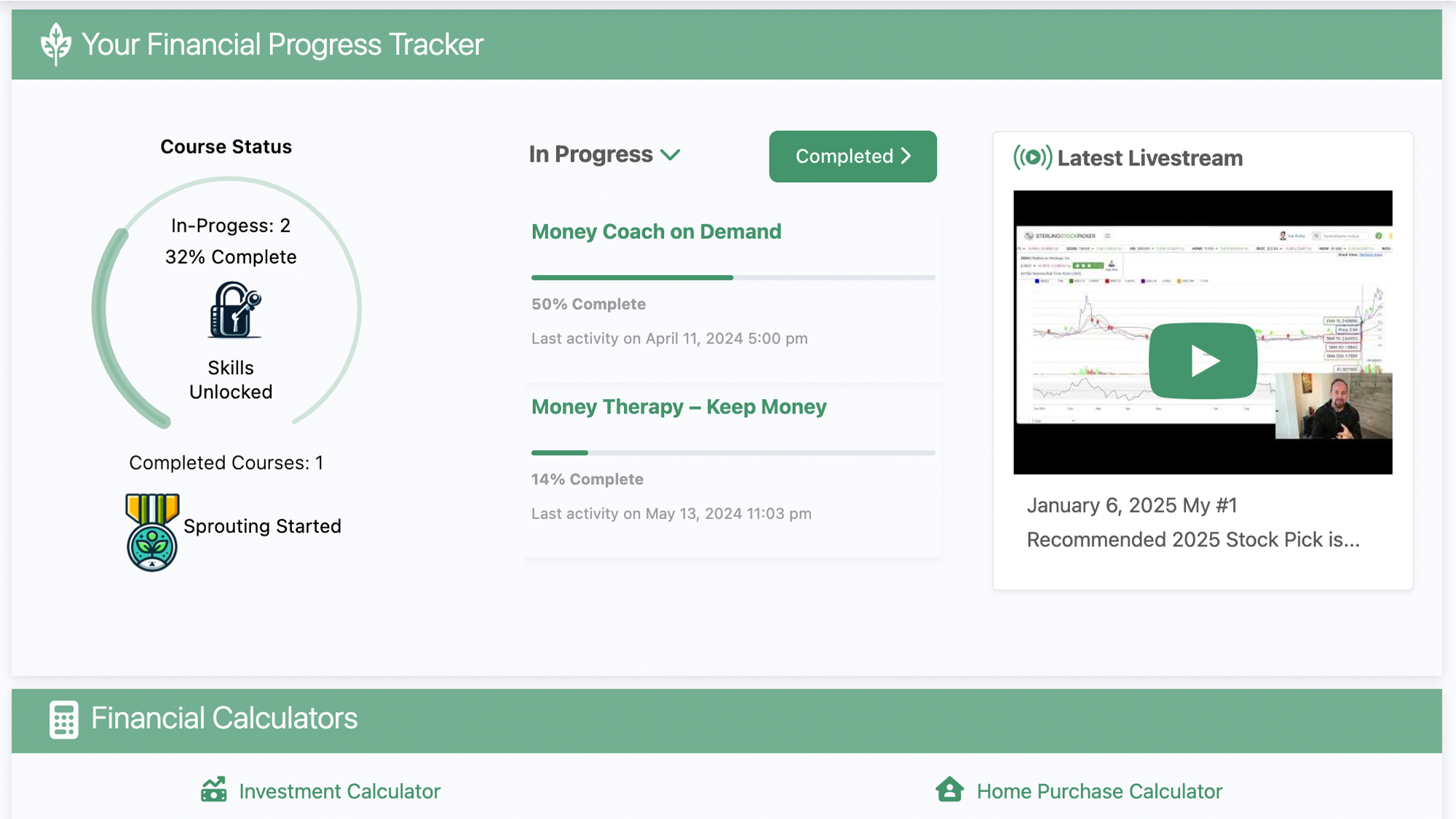 Financial Dashboard Wellness Profile