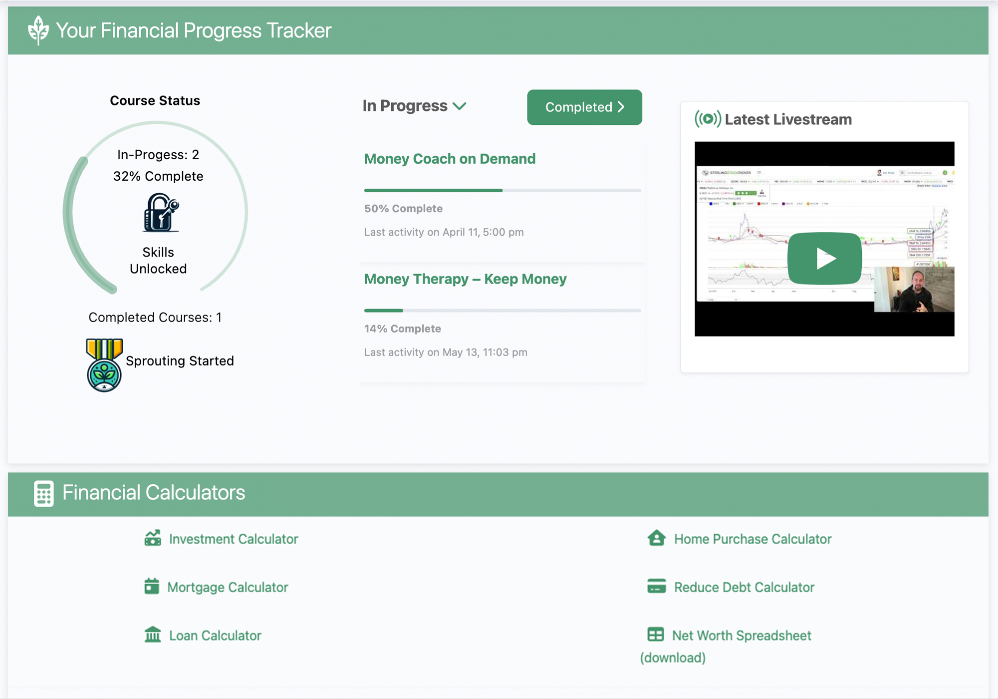 Financial Dashboard Wellness Profile